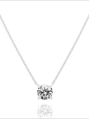 14k Gold Plated 1.5 Carat Cubic Zirconia Solitaire Pendant Necklace